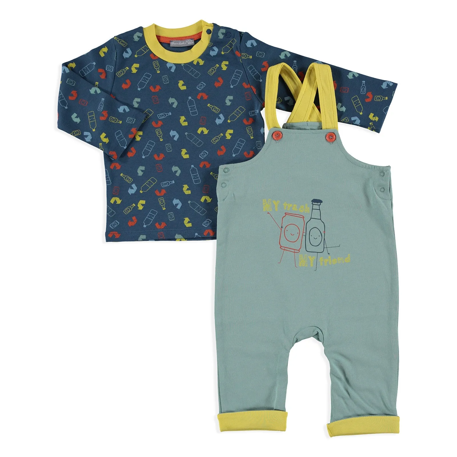 

ebebek Bambaki Recycle Baby Boy Dungarees Sweatshirt Set 2 pcs