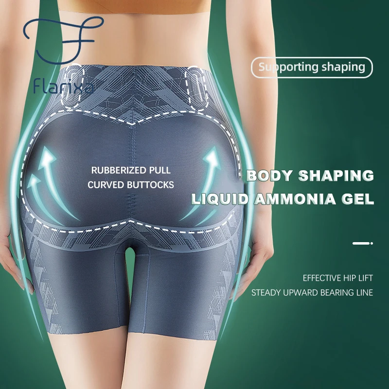 Flarixa New High Waist Flat Belly Panties Seamless Women's Shorts Under The Skirt Ice Silk Breathable Safety Shorts Boxer Briefs