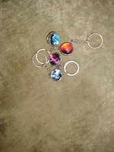 Planet Keyring Key-Chain Glass-Ball Art-Picture Solar-System Nebula-Space Galaxy Double-Side