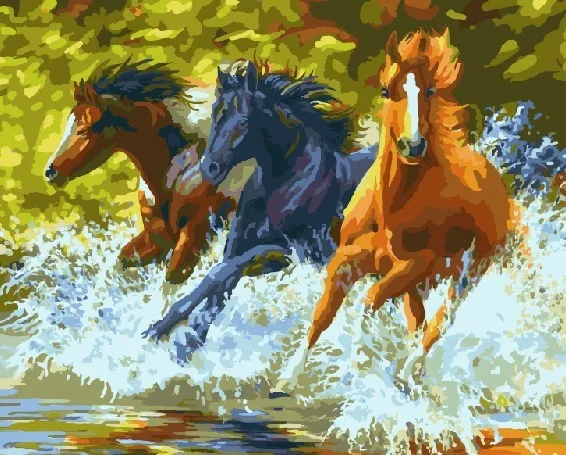 Картина по номерам GX 7841 Скакуны 40*50