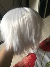 QQXCAIW negro blanco morado rojo corto Cosplay del pelo peluca hombre fiesta 30 Cm de alta temperatura de fibra pelucas de pelo sintético