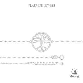 

Pulsera Plata de Ley 925 ARBOL DE LA VIDA CIRCONITAS Joyería Silver C810