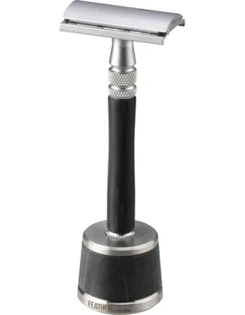 

Feather Stainless Safety Razor Wood Handle WS-D2S & Stand