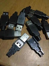 New 10pcs Type A Male USB 4 Pin Plug Socket Connector With Black Plastic Cover