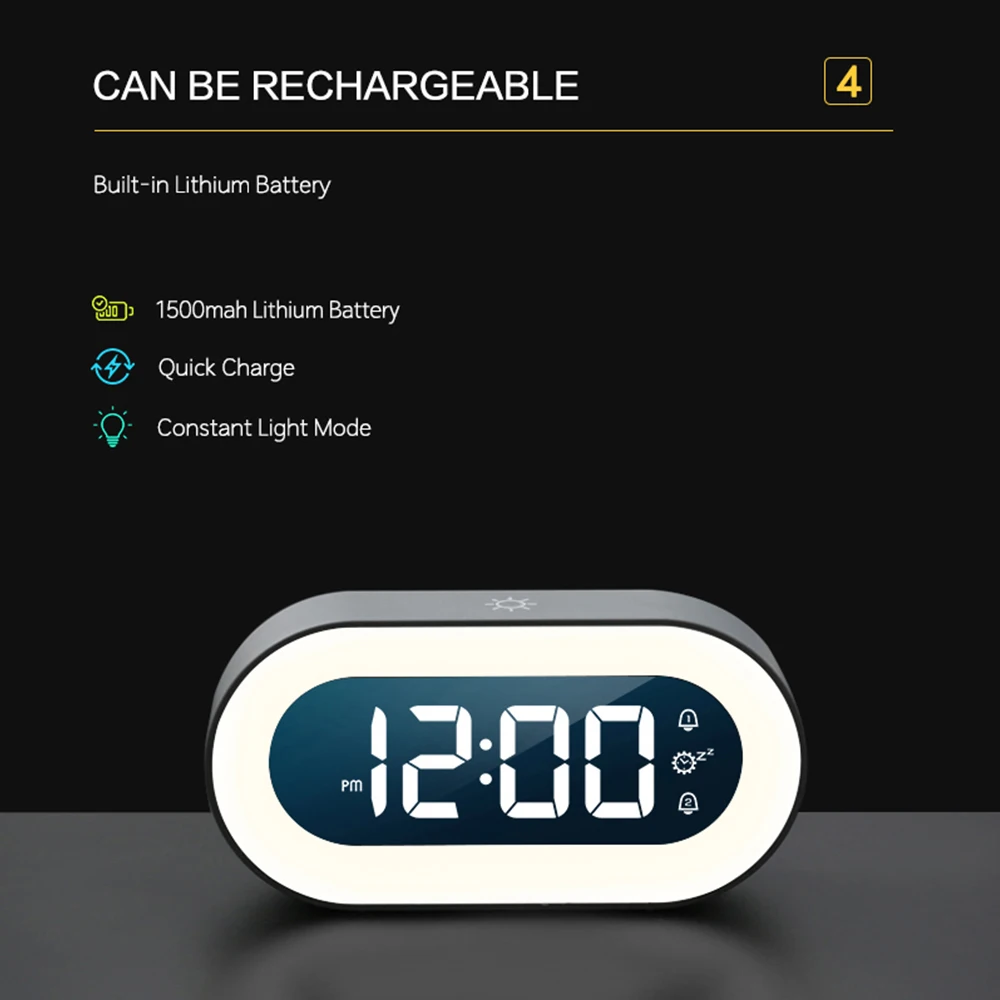 Mūzika LED digitālais modinātājs balss vadība nakts gaismas dizains galddatora pulksteņi mājas galda dekorēšana iebūvēts 1200 mAh akumulators_voghion.com