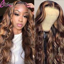 HIghlight Body Wave Lace Front Wigs 13x4 Lace Frontal Colored Human Hair Wigs For Women Human Hair Preplucked Honey Bloned Wig