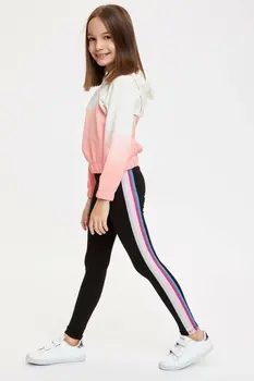

DeFacto Girl Leggings Girls Black Skinny Leggings Kids Fit Slim Legging Bottoms Girl Casual Striped Pants-N6910A620SP
