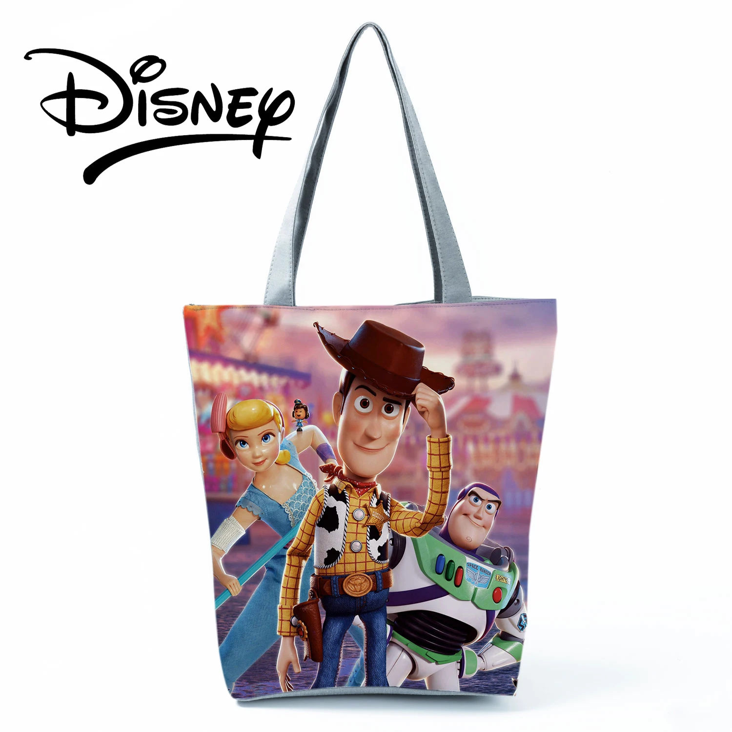 Disney Toy Story Handbags Cartoon Shoulder Bag High Capacity Shoppaing Bag Blue Lady Travel Beach Tote Eco Reusable Storage Bag 