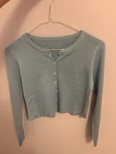 Estilo coreano de cuello corto de punto suéteres mujeres Rebeca delgada de manga sol protección Tops Ropa de Mujer