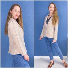 Female Blazer Coat Elegant Jacket Single-Button Wool Vintage Vimly Women Office Lady