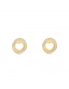 

Earrings Gold girl round heart Pearl fence zircon (9Kts)