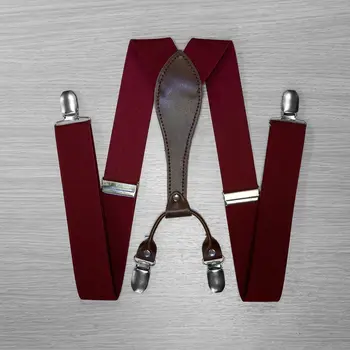 

Suspenders for trousers wide (3.5 cm, 4 clips, Burgundy) 54399