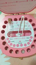 Caja de madera para dientes de bebé, organizador umbilical para los dientes de la leche en inglés/español/portugués, caja de recuerdo para niños y niñas