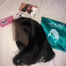 Ali Grace Bob pelucas delanteras de encaje para las mujeres corto pelo humano con corte Bob cierre peluca cabello Natural brasileño de encaje recto frente Bob pelucas