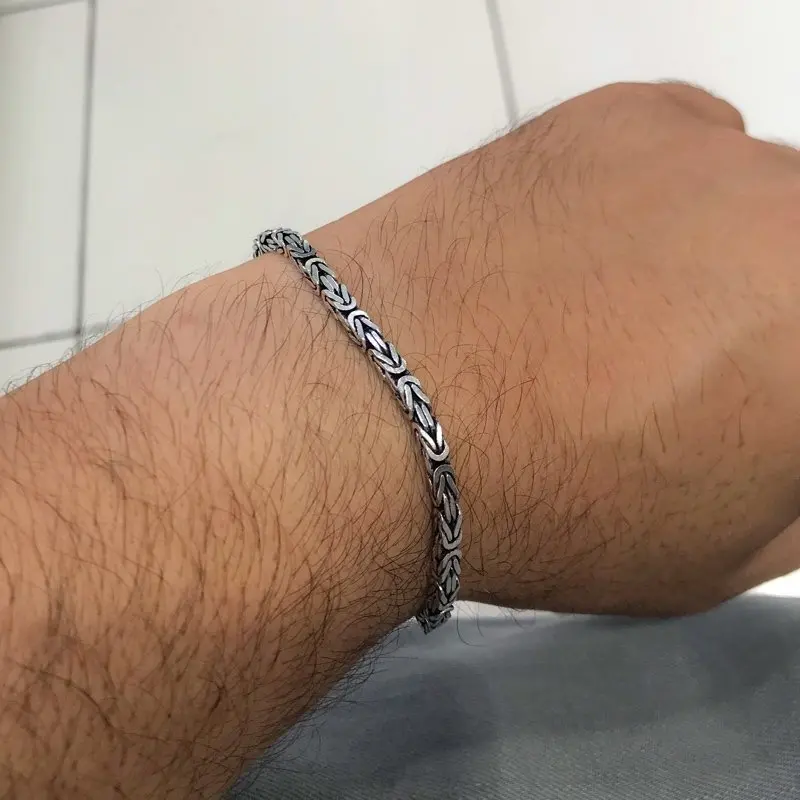 Серебряный мужской браслет с Королевской цепочкой идеального размера