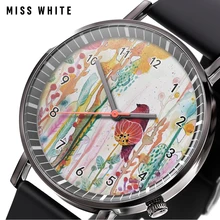 Reloj de pulsera de cuarzo deportivo, cronógrafo con diseño de acuarela, pájaro creativo, personalidad, a la moda, nueva tendencia