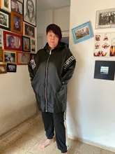 Plus-Size Coat Hooded-Collar Letter Faux-Leather XITAO Women Pocket Autumn Fashion New