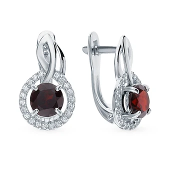 

Silver earrings with cubic zirconia and Garnet sunlight sample 925