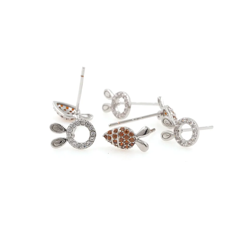 Cubic Zirconia Rabbit and Carrot Earrings, Carrot Earrings, Girl Earrings, Jewelry Charm
