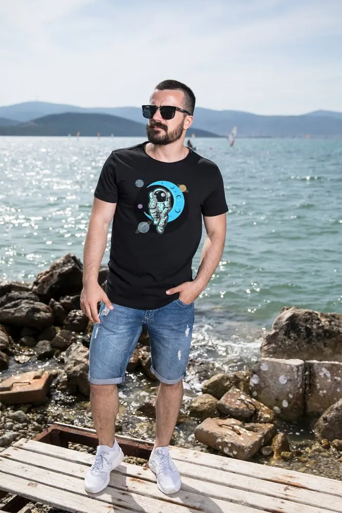 Angemiel Wear-Minded Astronot Cotton Black Male T-Shirt | Мужская одежда