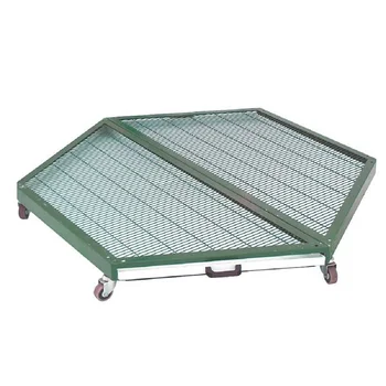 

Gomez and Crespo. Plate Base Lacquered Green Modular Cage Type Flyer 6 Sided with Wheels.