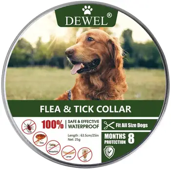 

Dewel Adjustable Flea Collar for Small Medium and Large Dogs Anti-Parasite Collar Anti Mosquitoes Ticks Anti-parasite 8 months