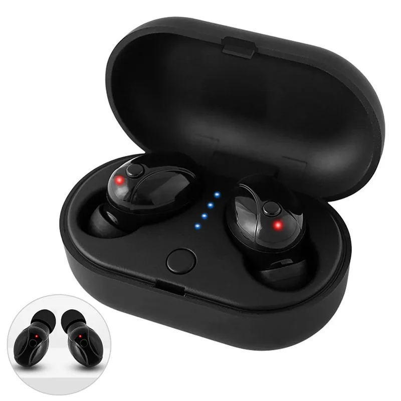

Wireless Stereo Earphones Mini In-ear Headset Handsfree Sport Earbuds with Mic Charging Case for iPhone Samsung LG Huawei Xiaomi