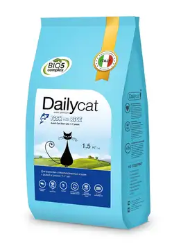 

Dailycat adult Steri Lite Fish & rice D/caste/Ster. Cat fish/рис-1, 5 kg x 1 PCs