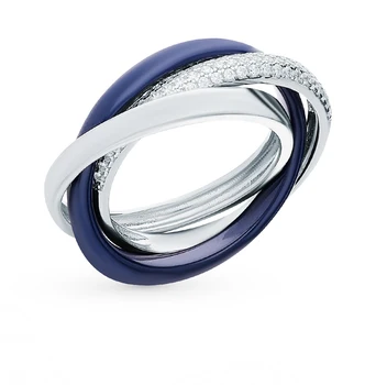 

Silver ring with ceramics and cubic zirconia sunlight sample 925