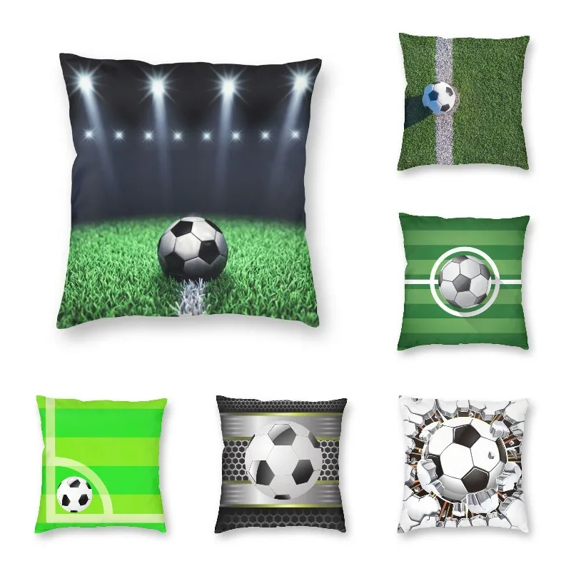

Soft Cartoon Football Pattern Throw Pillow Case Home Decorative Custom Square Cushion Cover 45x45 Pillowcover for Sofa
