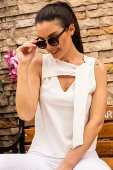 

Armonika Women Colar Gusset Sleeveless Blouse ARM-20Y083001