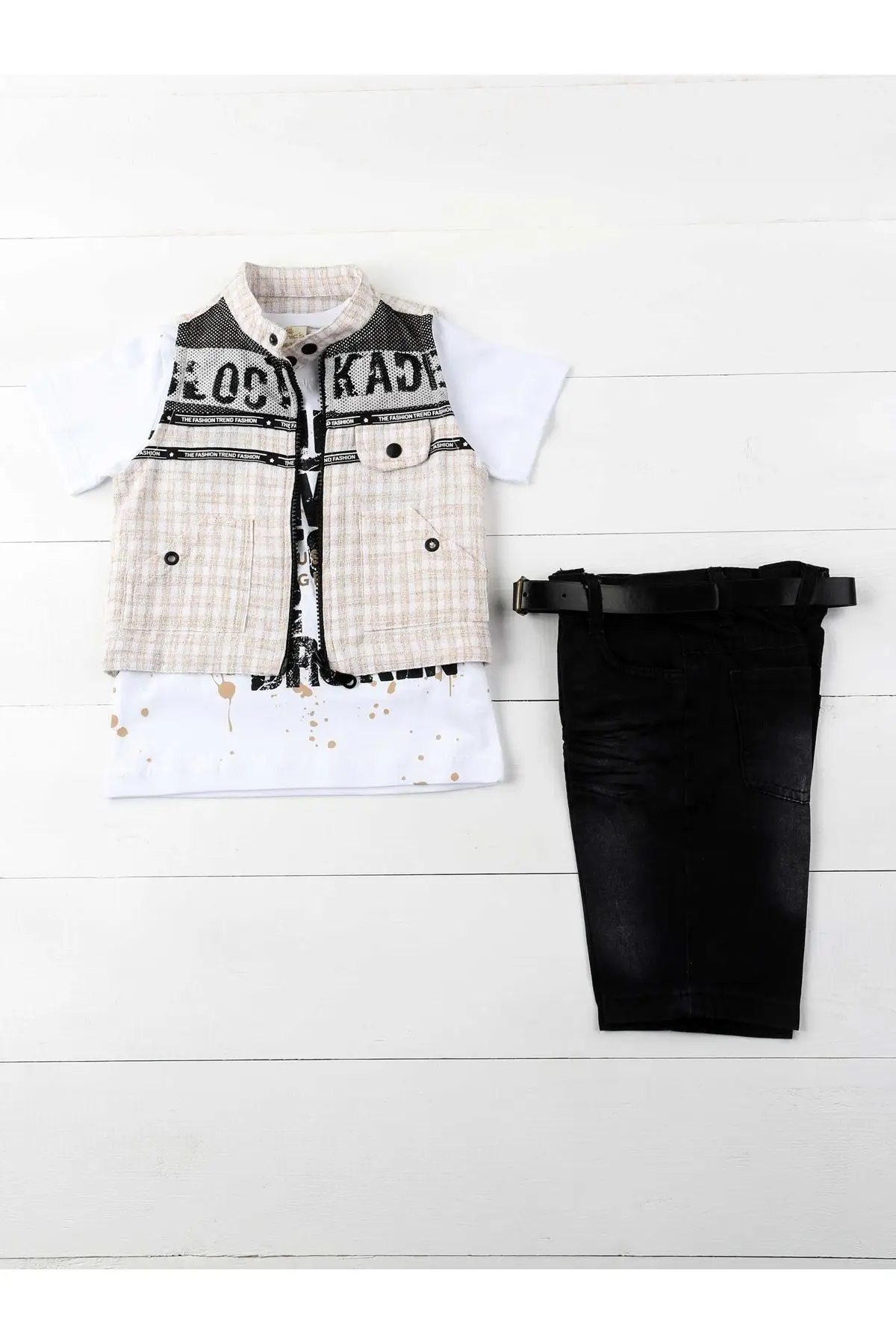 Cream White Summer Male Child 4 PCs Set |