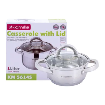 

Casserole 1L stainless steel with lid and hollow handles Kamille, kml-5614s