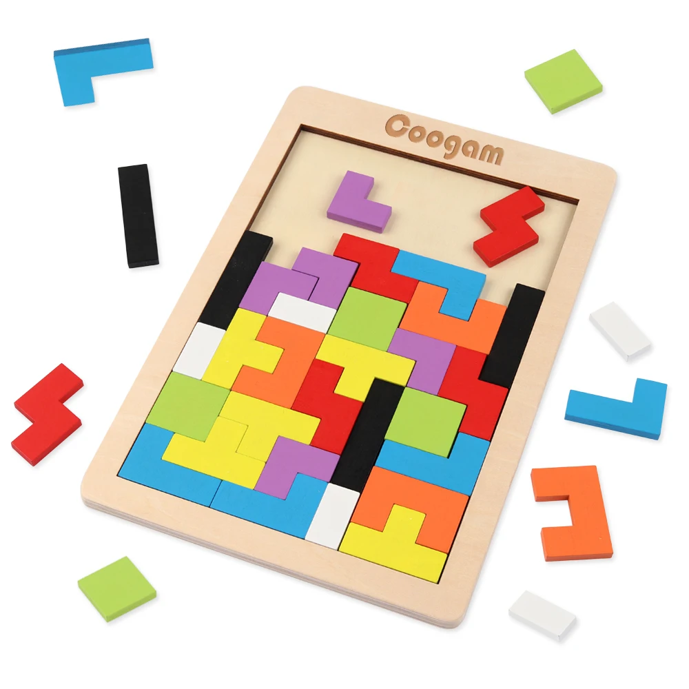 Coogam Tangram 3D de madera, juego de bloques rusos, rompecabezas de juguete, vástago, juguete Montessori educativo, regalo para niños y niñas|Rompecabezas| - AliExpress