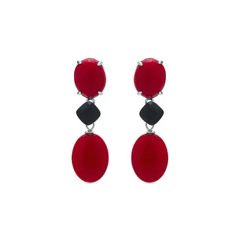 

Long earrings Silver Rhodium FADIC Choral Onix LUXENTER