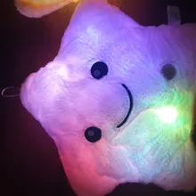 34CM Creative Toy Luminous Pillow Soft Stuffed Plush Glowing Colorful Stars Cushion Led