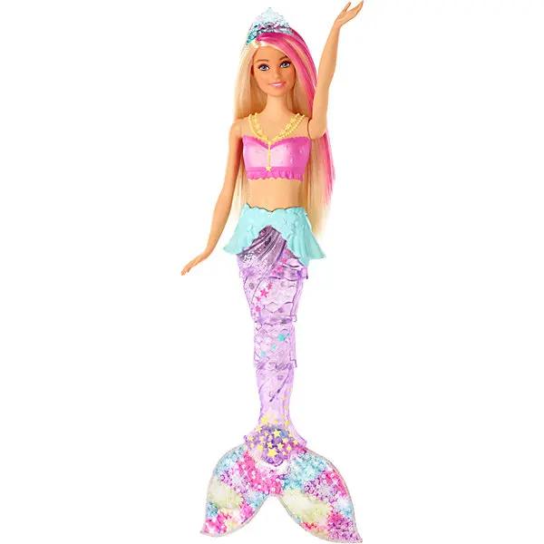 Кукла Barbie Dreamtopia "Сверкающие огни русалки", Блондинка с розовой прядью