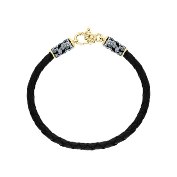 

Silver Bracelet with sunlight leather sample 925