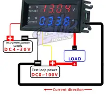 Voltmeter Led-Amp Digital High-Quality 100v 10a Blue DC Red Dual