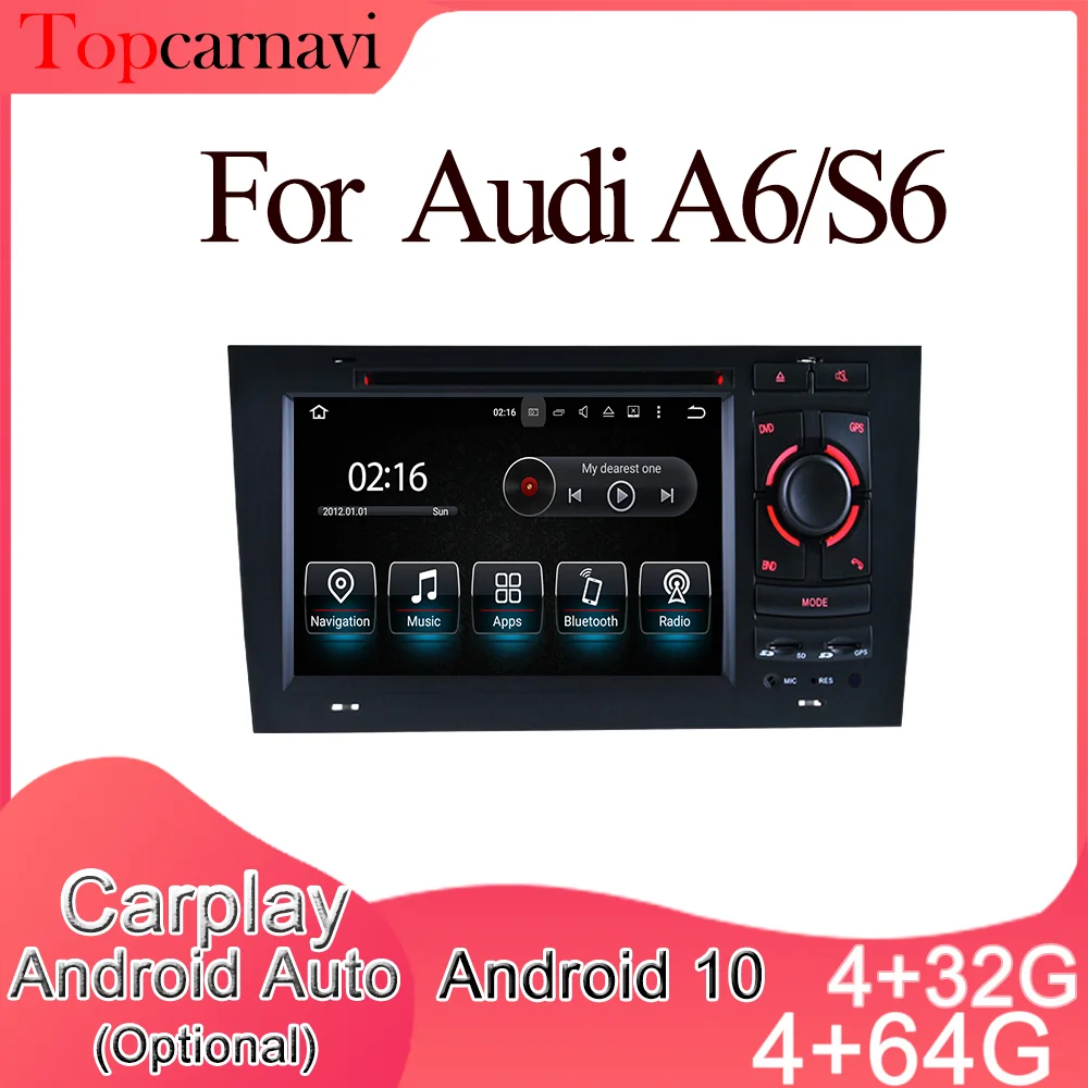 Topcarnavi Android car multimedia DVD stereo radio video GPS Glonass navigation CarPlay for Audi A6/S6 (2006-2014) 2din | Автомобили и