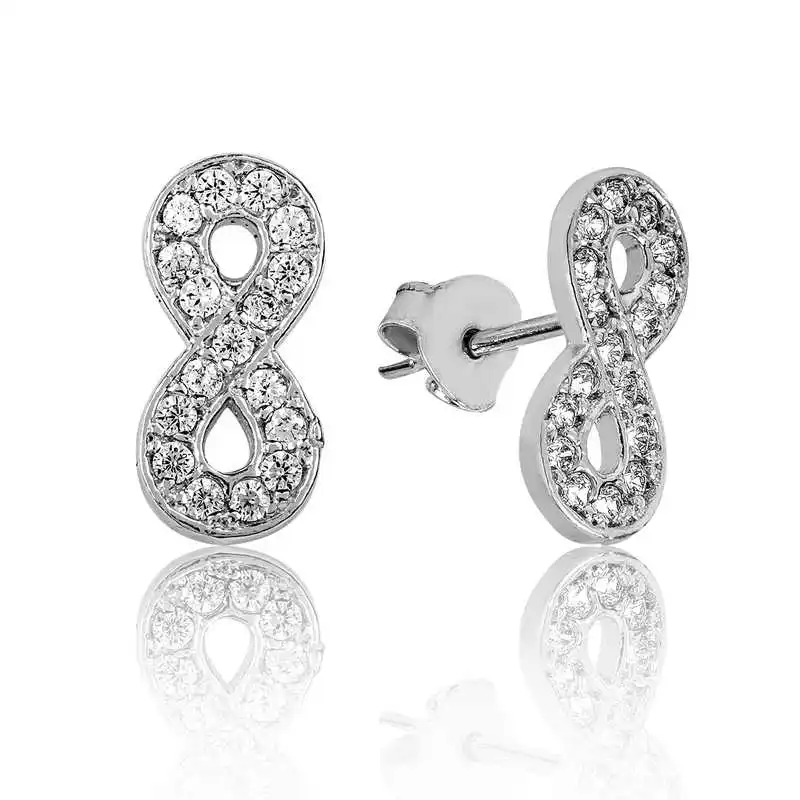 Merve Silver Silver Infinity Studded Earrings