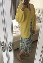 Kimono Cardigan Sweaters Lantern Berrygo V-Neck Knitted Female Women Sleeve-Button Streetwear