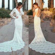 Открытая спина кружева ткани свадебное платье-футляр свадебное платье с длинным шлейфом