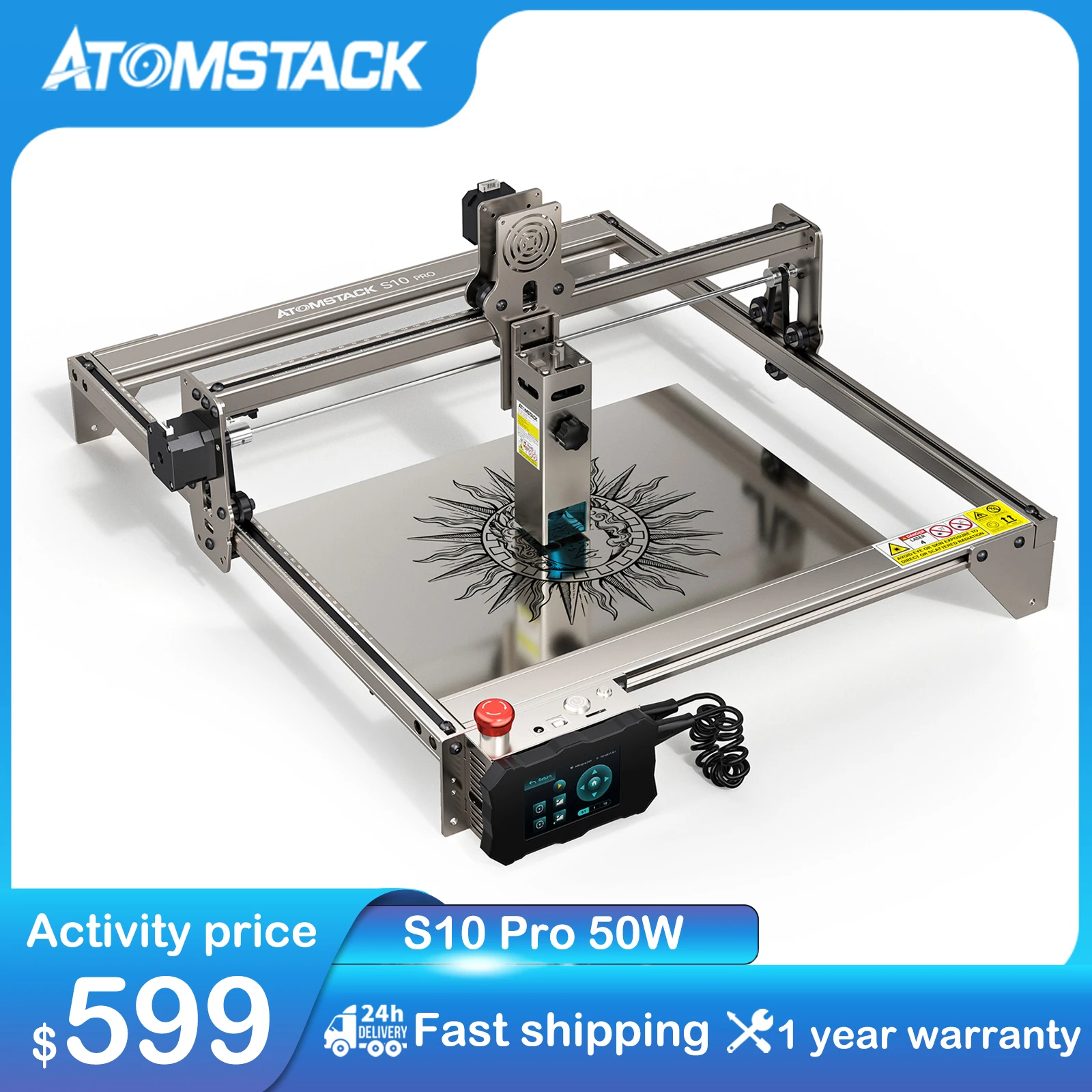 ATOMSTACK Laser Engraver S10 Pro 50W ,10W Output Power 0.08 * 0.06mm Compressed Spot Engraving Cutting Machine DIY CNC Machine best cheap 3d printer