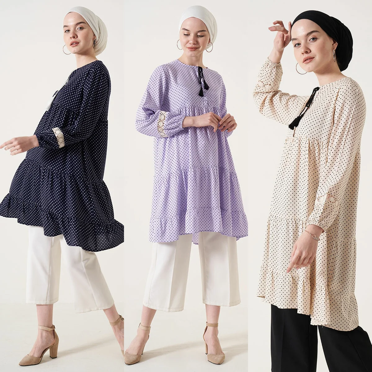 Precio bajo Blusa informal de algodón de manga larga para Primavera, camisa holgada Estilo Vintage con Moda musulmana de lunares para mujer, Túnica de talla grande, Abaya, 2021 X6MNe8WzWWg