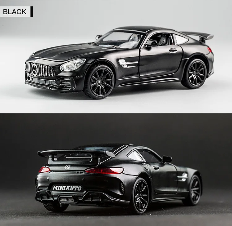 KIDAMI 1:32 Ben AMG GT Diecast Car Model High Simulation Pull Back Sound and Light Model Toy Car For Children's Birthday Gifts - Цвет: Black-No box