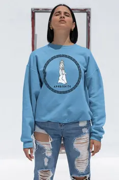 

Angemiel Wear Greek God Aphrodıte Women Blue Sweatshirt
