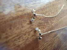 Anenjary-pendientes de plata de ley 925 con forma de estrella, aretes de cadena larga, S-E1443 completo