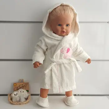 

Baby Towel Slippers Bathrobe Set Cream pink Elephant patterned