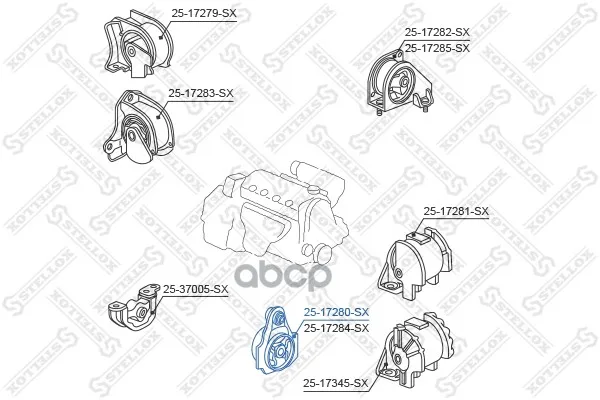 25-17280-Sx_подушка Двигателя Передняя Левая! Honda Hr-V Gh1/Gh2/Gh3/Gh4 1998-2005 Stellox 2517280sx Stellox арт. 2517280SX